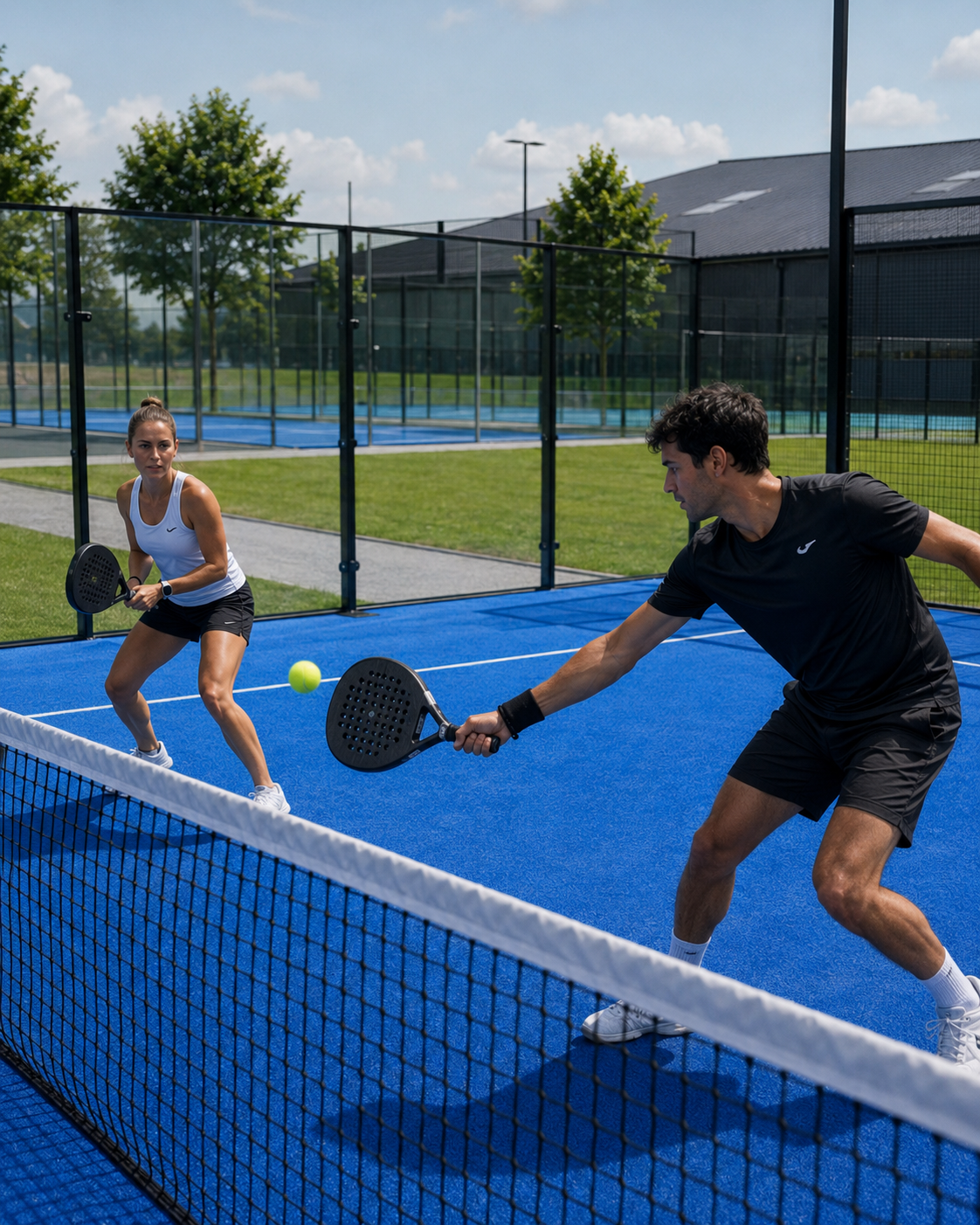 Doppel am Netz auf dem Padel-Court
